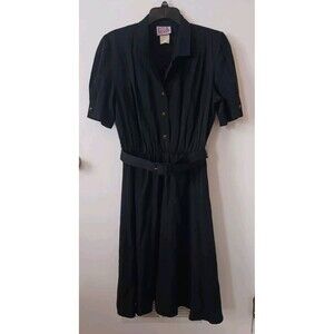 Vintage California Looks Black Dress, belted, Size Medium